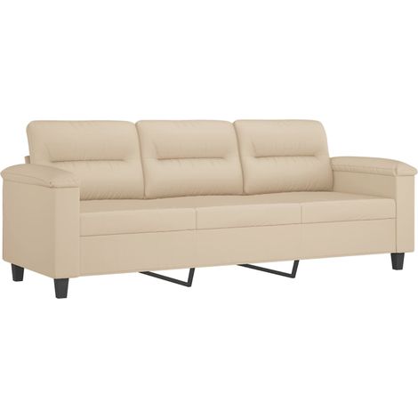 Canapé à 3 places,Sofa pour Salon,Banquette Crème 180 cm Tissu microfibre CFW102453 (1/5)