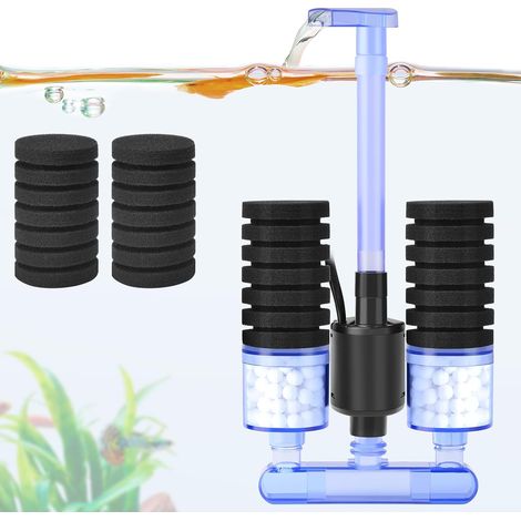 Filtre à Éponge pour Aquarium avec Pompe à Eau, Filtre Biochimique Électrique Silencieux, avec 4 Éponges Filtrantes et des Billes en Céramique, pour des Tortues, Aquarium de 150L (1/5)