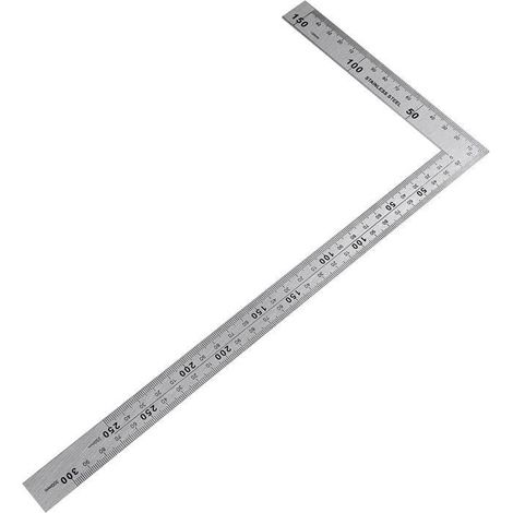 Règle à angle droit - Equerre Couture - Inoxydable - 150x300mm - Angle de 90° - Outil de menuisier (1/4)