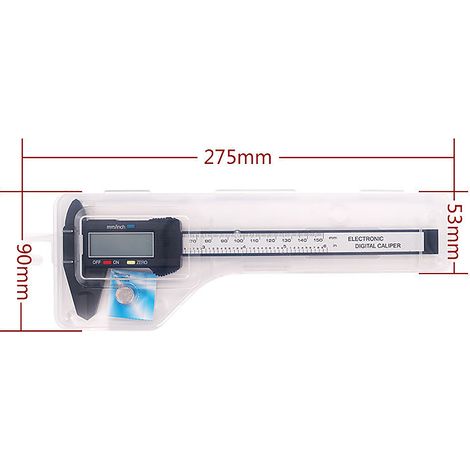 Digitaler Messschieber 0-6 Zoll/0-150 mm mit großem LCD-Display, elektronisches Messgerät aus Kunststoff (1/5)
