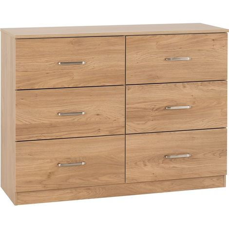 Dakota 6 Drawer Chest - L36 x W110 x H80.5 cm - Oak
