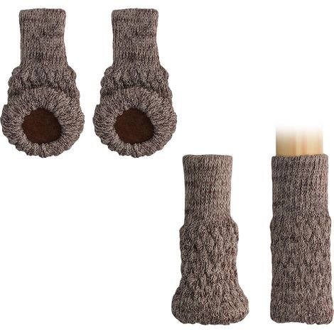 Beige 4X Furniture Leg Socks - Set of 4X Protective Caps for Chair, Table, and Stool Legs - Acrylic Floor Pads (1/5)