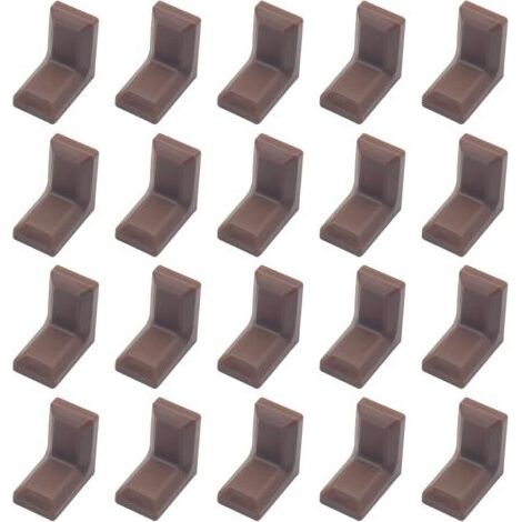 Set mit 40 L-förmigen Eckverbindern aus verzinktem Stahl mit weißen ABS-Kunststoffabdeckungen für Schränke, Regale und andere Regale (braun) (1/5)