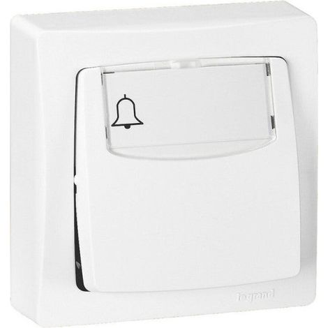 Botón pulsador LEGRAND con portadocumentos en relieve blanco