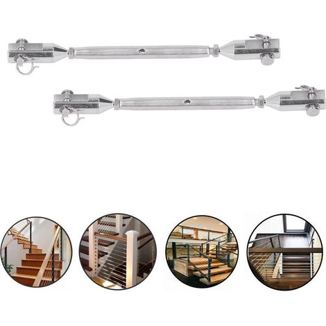 Lot de 2 connecteurs droits en acier inoxydable, accessoire pour câble métallique, connecteur, verrou de câble de traction M5 (1/5)