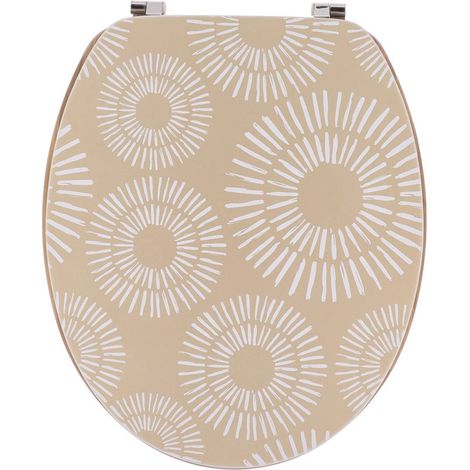 Copriwater in mdf da 18 pollici con design stampato e sedile in bambù, chiusure in acciaio inossidabile - spirali etniche - Tendance