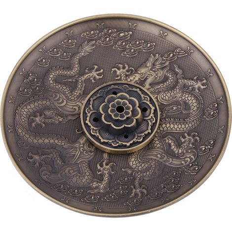 Porte-encens en alliage de zinc, motif dragon, pour chambre ou temple (bronze) (1/5)