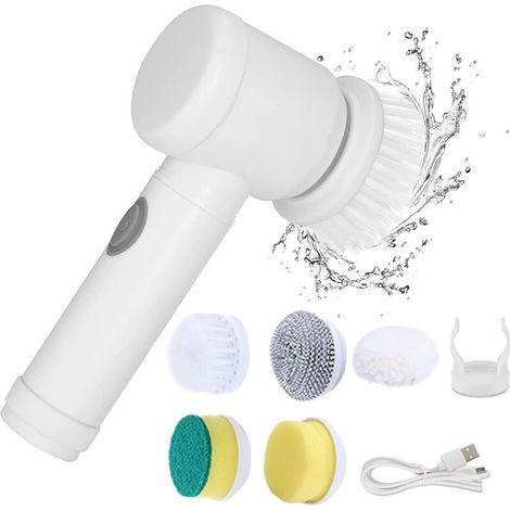 Brosse de nettoyage électrique pour salle de bain Brosse de nettoyage rechargeable et étanche IPX6, brosse silencieuse pour baignoires, éviers et sols.