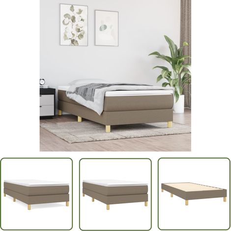 The Living Store Cadre de lit sans matelas taupe 80x200 cm tissu - Cadre De Lit - Lit Double - Lit Adulte - Literie - Meuble Chambre (1/5)