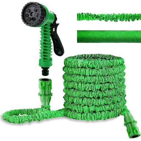 Tuyau d'arrosage extensible 150ft avec pistolet de pulvérisation, buse à motifs, flexible et léger, facile à utiliser, extension de tuyau pour jardin (1/5)
