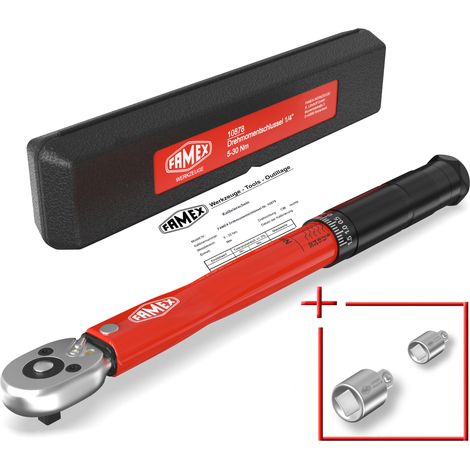 FAMEX Clé dynamométrique 1/4", 5-30 Nm, Tolérance de ±3 % pour vélo, 10878-2A (1/5)