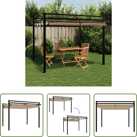 vidaXL Structure en aluminium - Tonnelle de jardin avec toit rétractable taupe 3x3 m aluminium (1/5)