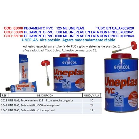 unecol adhesivo pegamento cola pvc  125 ml uneplas tubo  002073