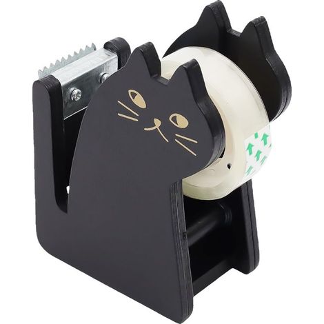 Dévidoir Ruban, Mignon Chat Devidoir Ruban Bureau, Noir Devidoir-Ruban Demenagement, avec un Rouleau de Ruban Adhésif, pour la Maison, le Bureau et L'école (1/5)
