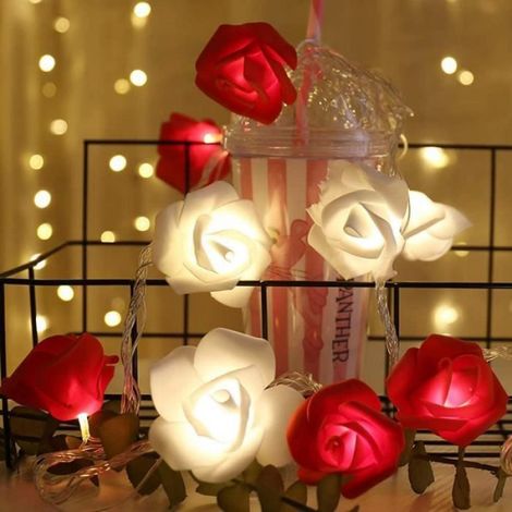 Guirlande Lumineuse - 3M - 20 LED - Piles - Rouge-Blanc - Éclairage Clignotant (1/4)
