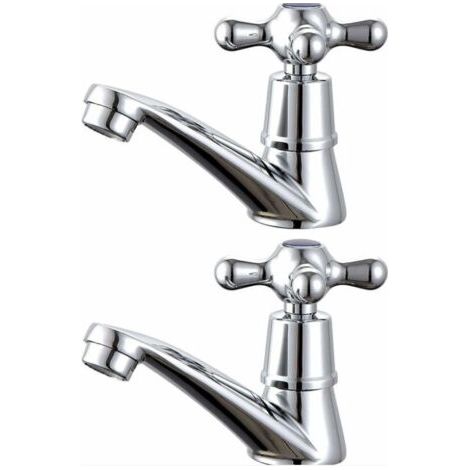 1 paire de robinets de lavabo chaud et froid pour lavabo de salle de bain (température non réglable) (1/5)