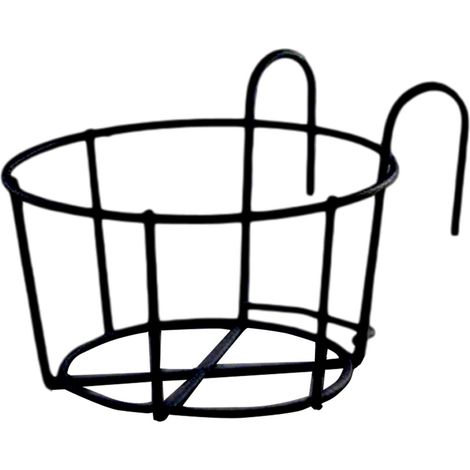 Grand support à pots de fleurs suspendu en fer forgé noir pour balcon