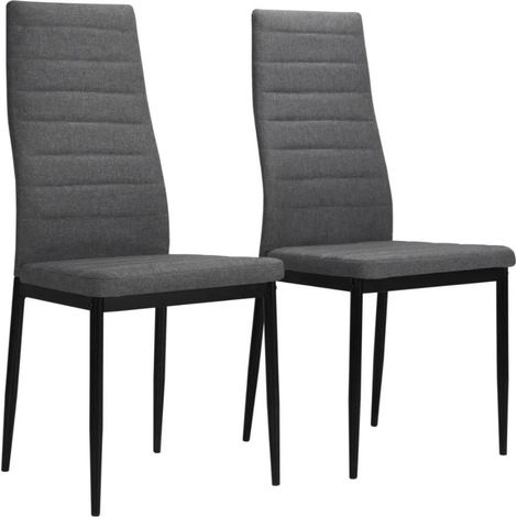 Chaise tissu gris clair et pieds métal noir Karlane - Lot de 2 (1/5)
