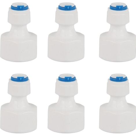 Juego de 6 conectores rápidos hembra, de 1/4" (diámetro exterior) a 1/2" (rosca hembra), para filtros de agua de ósmosis inversa - Crezuo (1/4)