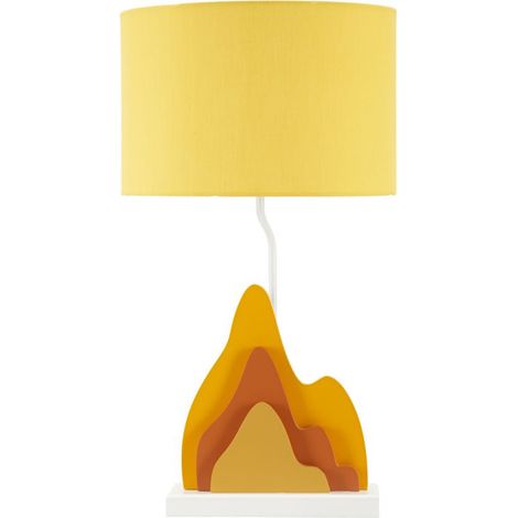 Lampada da tavolo Color A in MDF multicolore con paralume in tessuto giallo (1/5)