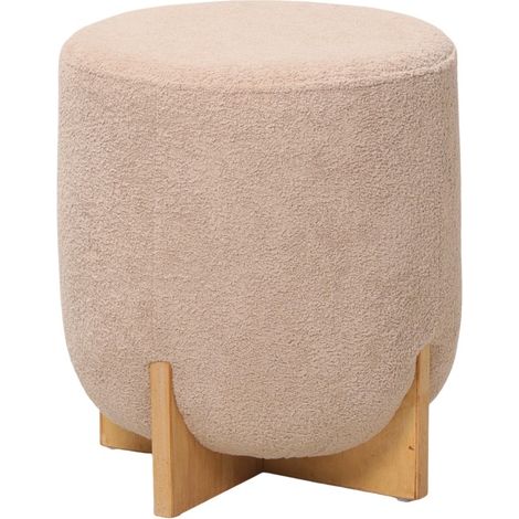 POUF ROTONDO DIAM. CM 42 H. 48 IN TESSUTO EFFETTO BOUCLE' BEIGE