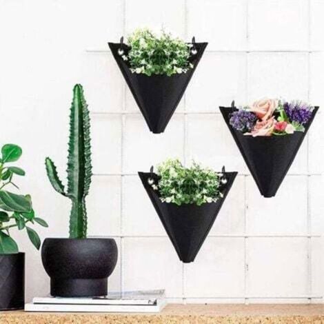 3 Pièces Sac à Plantes Murale de Jardin, Poche de Plantation Vertical, Sac de Plantation Suspendu, Conception Triangulaire, avec C (1/5)