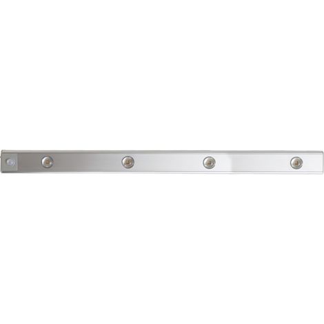 Ortviai Lampe LED sans fil rechargeable pour placard – 60 cm, capteur de mouvement intelligent, lumière à 3 couleurs et intensité réglable, finition argentée (1/5)