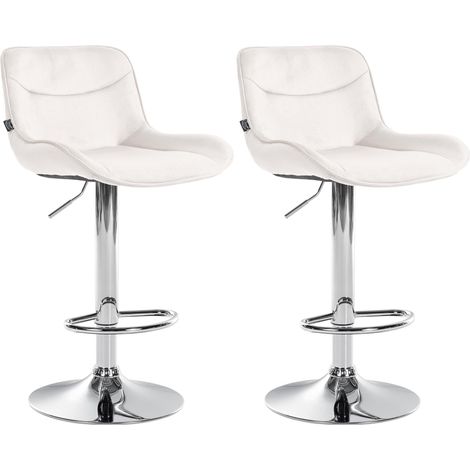 Set di 2 sgabelli da bar girevoli dalla forma ergonomica con cuciture decorative in velluto crema e struttura in metallo cromato 100006035