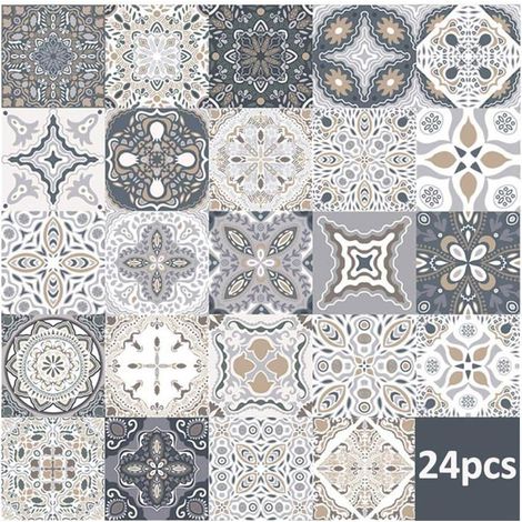 24pcs Stickers Carreaux Muraux - pour Cuisine Salon Salle De Bains Décor À La Maison Auto-Adhésif (10 10CM) (1/5)
