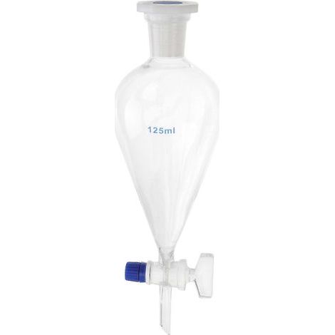Ampoule à décanter de 125 ml en forme de poire, en verre borosilicate, pour alambic de laboratoire-25.50X6.10X6.10CM-Transparent (1/4)