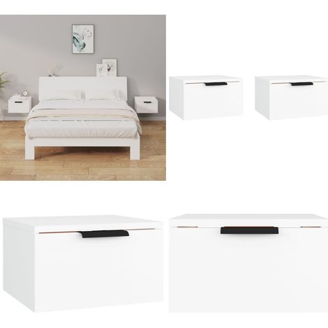 Wand-Nachttische 2 Stk. Weiß 34x30x20 cm - Wand-Nachttisch - Holzwerkstoff Möbel - Weißer Nachttisch - Wohnzimmer Dekoration - Schlafzimmereinrichtung - Home & Living (1/5)