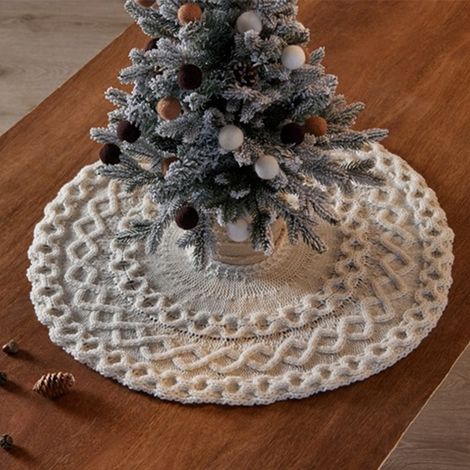 Ardoise De Sapin De Noël - Tricotée En Tissu - Pour Sapins Miniatures Et Sapins À Crayon - 62 X 62 Cm - Blanc - 1 Pièce (1/5)
