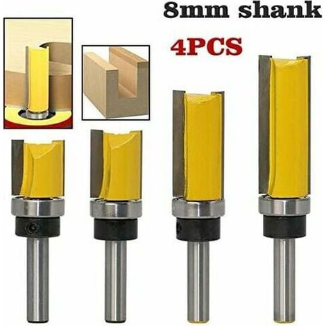 4PCS Fraise à copier, Routeur de Fraise à Bois queue 8mm lame 38mm en Acier Allié Haute Qualité pour travail du bois Massif/Panneau de Particules/ MDF à la main, jaune (1/5)