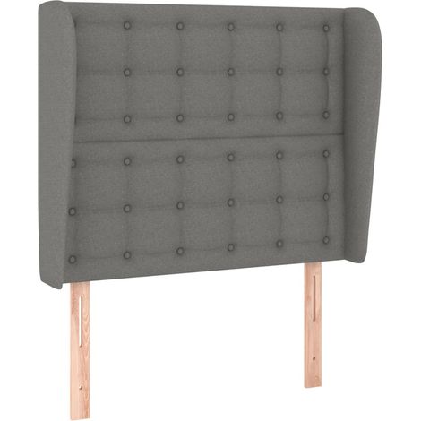 Testiera letto complemento arredo camera con bordo laterale 83 x 23 x 118/128 cm tessuto grigio scuro TDL0204891