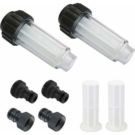 BelleRise - Filtre à eau irrigation, kit 2 pièces, 19 mm (3/4 pouce), préfiltre avec 4 cartouches filtrantes, 2 raccords rapides (1/5)