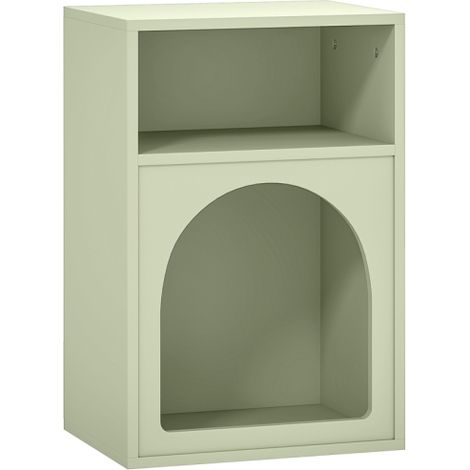Light Green Bedside Table with Two Open Compartments for Stylish Bedroom Storage