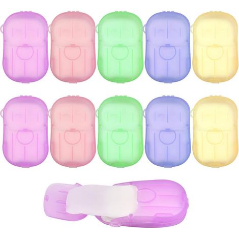 10 Schachteln mit tragbaren, Einweg-Mini-Papierseifen, ideal für Reisen und Camping, 20 Stück pro Schachtel (1/5)