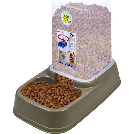 100930 Dispensador automático para mascotas 2en1 Eat and Drink agua y comida 8L