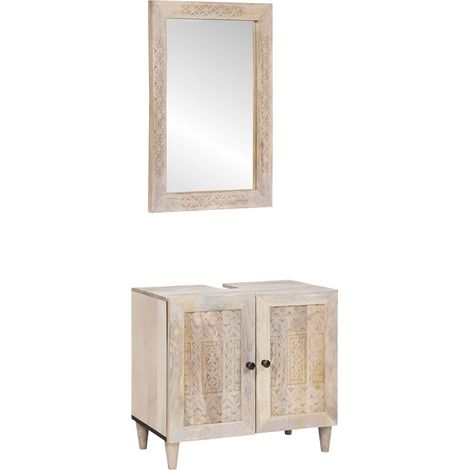 vidaXL Badezimmermöbel-Set mit Regal mit Tür 2 pcs Weiß Holzwerkstoff (1/5)