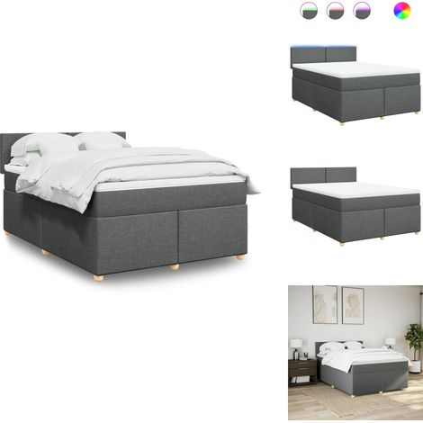 Sommier à lattes de lit avec matelas Gris foncé 160x200cm Tissu - Sommier À Lattes De Lit - Sommiers À Lattes De Lit - Lit - Meuble De Chambre À Coucher (1/5)