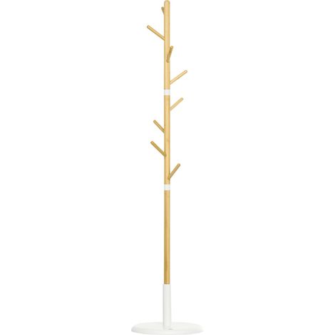 porte-manteau moderne pour entrée, avec 8 crochets pour vêtements et sacs, style arbre, Ø 37.8 x 175.6 cm, naturel