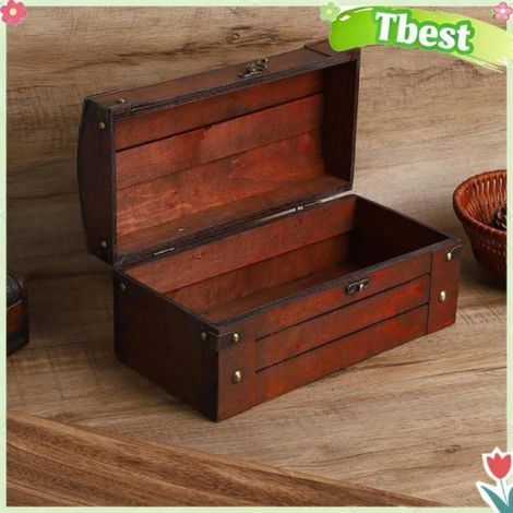 HURRISE Boîte de Rangement Vintage en Bois avec Serrure Antique - Collection Artisanale Petite (1/4)
