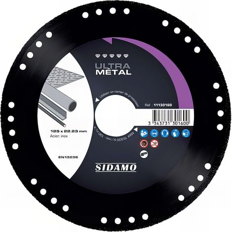 Disque diamant ULTRA METAL pour tronçonnage à sec d'acier et inox SIDAMO - 11130160