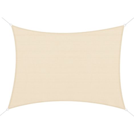 Toldo Vela rectangulaire 4x6 m avec bagues anti-UV en acier inoxydable et cordes en nylon pour Jardin Patio Crème
