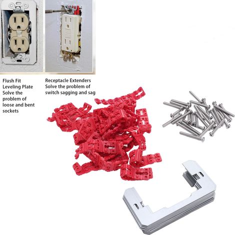 Set de Fixations et Espaceurs pour Prises Electriques: Espaceurs Métalliques pour Plaques et Prises avec Vis Inox (24 Espaceurs, 96 Redresseurs, 30 Vis) (1/5)