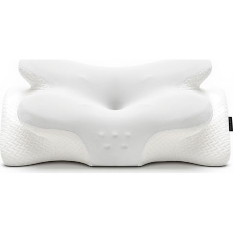 Oreiller Ergonomique Cervical, Oreiller Papillon à Mémoire de Forme pour Le Cou, Coussin Confortable pour Dormir sur Le Côté et sur Le Dos, White (1/5)