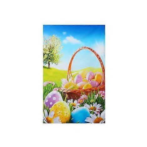 Décor de Pâques en extérieur avec des fleurs, des œufs en verre et un arrière-plan photo pour une fête ou une fête. (1/2)