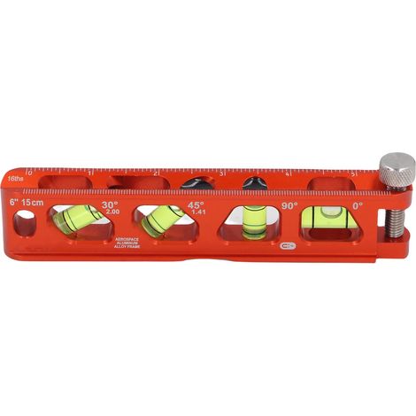 Règle Niveau à Bulles 15 cm 6 Pouces 0 30 45 90 Degrés 4 Niveaux Bulles Échelle Métrique Impériale Aimanté Fort Aluminium Moulé Orange 19 mm (1/5)