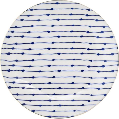Plato de desayuno Siren de 21 cm con puntos azules y dorados Duka