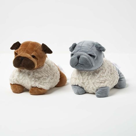 HOMESCAPES Luxury Fabric Pug Doorstop Set of 2 (1/5)